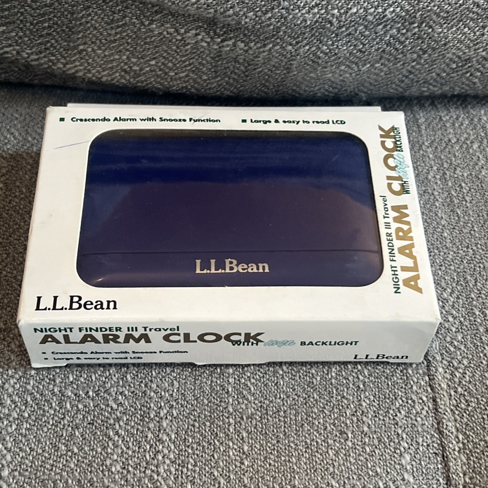 L.L. Bean Night Finder III Blue Digital Travel Alarm Clock w/ Snooze & Temp